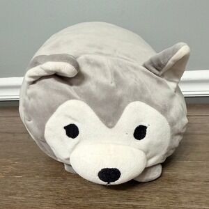 Grey Husky Dog Plush Stuffed Animal Toy 12 Inch Soft Squishy